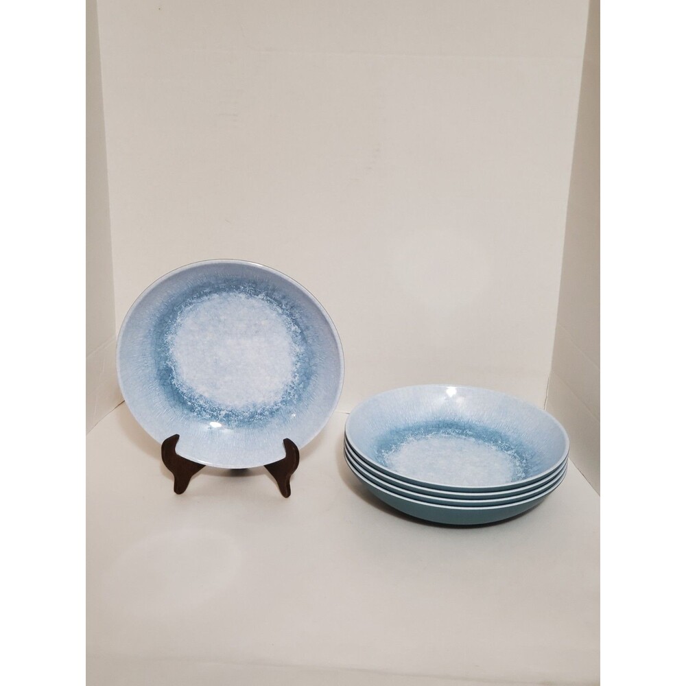 Better Homes & Garden Bowls Melamine Round Dinner Bowl Set Blue Reactive 5pc New